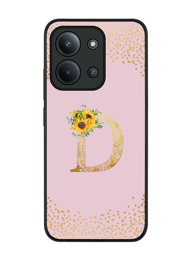 For Xiaomi Redmi 15C 4G Case,Slim fit Camera Protection, Shockproof Thin Phone cover  - Custom Floral Monogram - D  (Pink )